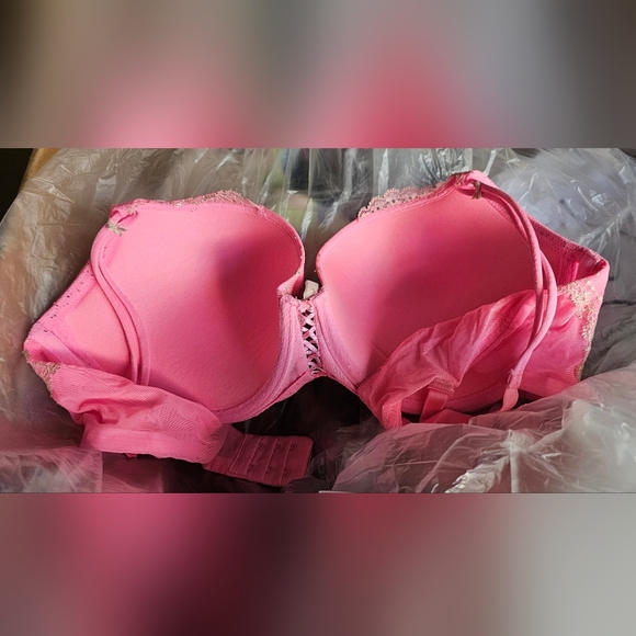 Victoria’s Secret Rare Padded Demi Vintage Pink Gold Lace Push Up Bra 38C RGUC - Picture 3 of 10
